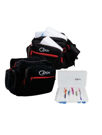 CATCH FISHING 3 COMPARTMENT TACKLE SHOULDER BAG + FREE $50 VALUE PACK!